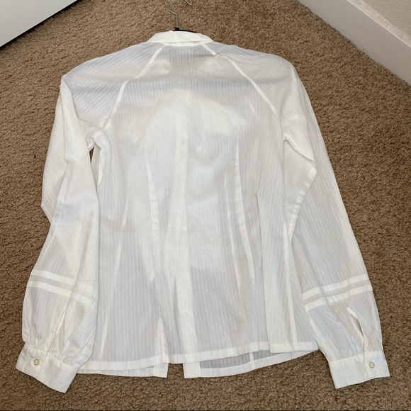 CLUB MONACO WHITE CLASSIC 100% COTTON BOW TIE BUTTON DOWN BLOUSE XS - Picture 2 of 7